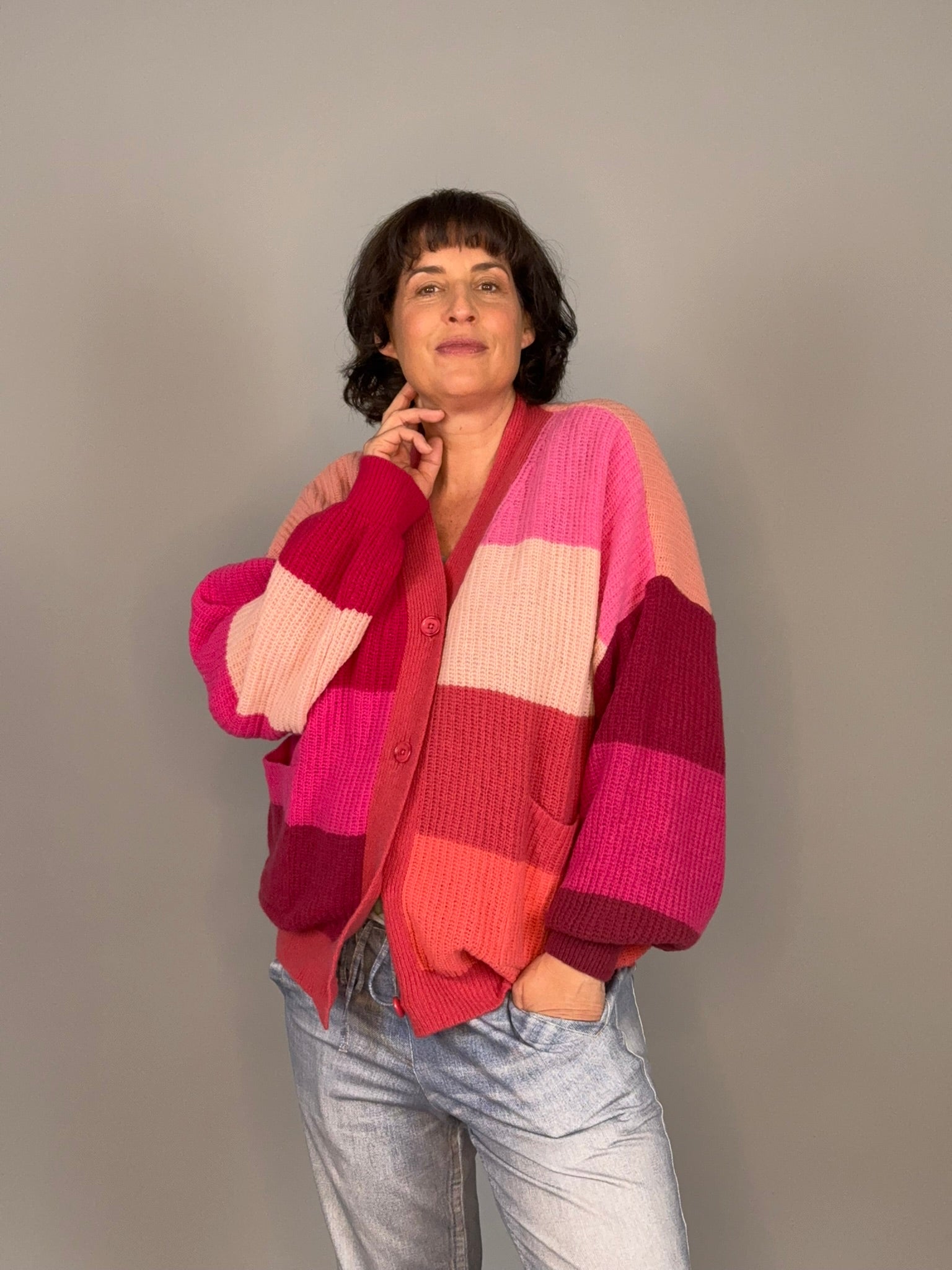 Uhligs 24/7 - die Strickjacke in Pink – fra)uu(hlig